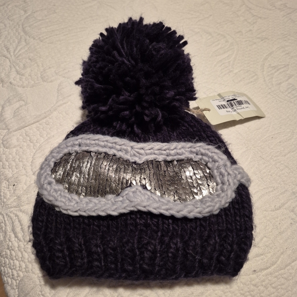 The Blueberry Hill ski goggle beanie, 3-6 months or size small black gray NWT
